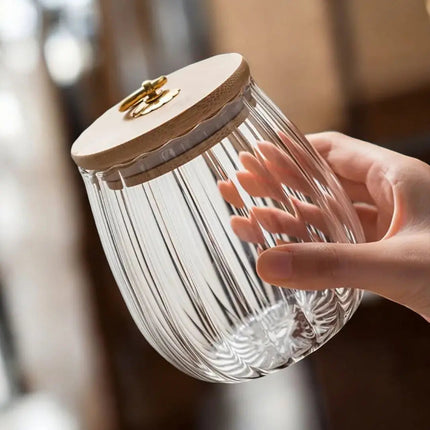 Glass Jar with Wooden Lid, Airtight Tea Container – image 4