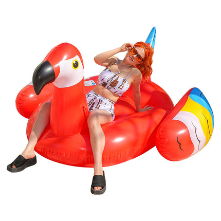 Flamingo Pool Float | Colorful Inflatable Island with Spacious Lounge Area | Perfect for Summer Fun 3
