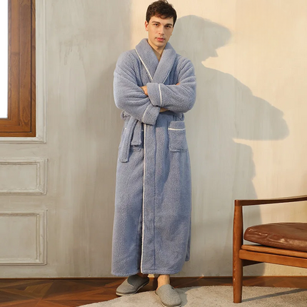 Flannel Winter Bathrobe | Men's Robe with Adjustable Sash | Cozy Comfort for Cold Days 22