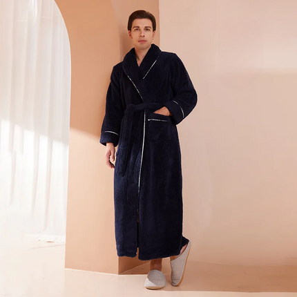 Flannel Winter Bathrobe | Men's Robe with Adjustable Sash | Cozy Comfort for Cold Days 6