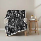 Fleece Throw Blanket, Horror Movie Blanket with Character Print, Double Layer Cotton Fleece for Bed, Sofa Throw