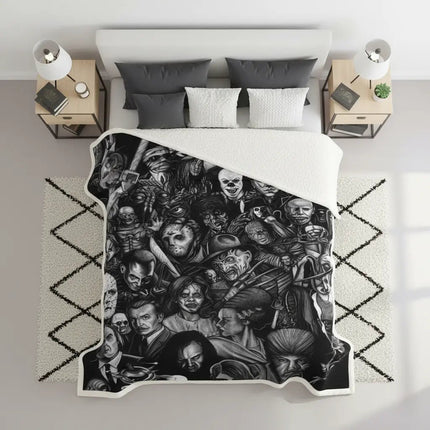 Fleece Throw Blanket, Horror Movie Blanket with Character Print
