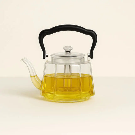 Glass Teapot with Tea Infuser, Large Loose Leaf Tea Pot with Wood Handle – image 9