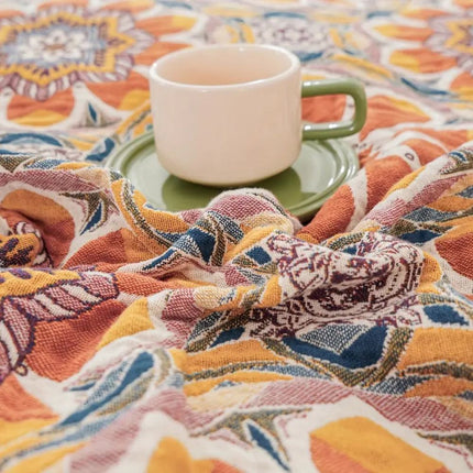 Flora Tone | Cotton Throw Blanket with Elegant Boho Design | Lightweight Comfort for Year-Round Relaxation 4