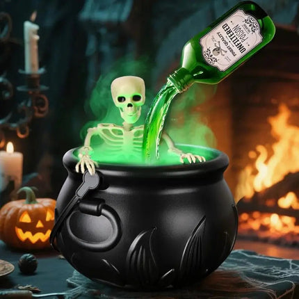 Halloween Cauldron with Floating Magic Potion Bottle, Fog Cauldron Halloween Decorations Indoor, Halloween Party Decor