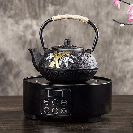 Cast Iron Teapot, Floral Teapot with Rope Handle – image 5