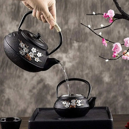 Cast Iron Teapot, Japanese Tea Pot with Hand Painted Plum Blossom – image 4