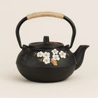 Cast Iron Teapot, Japanese Tea Pot with Hand Painted Plum Blossom, Floral Teapot with Rope Handle, 20 oz
