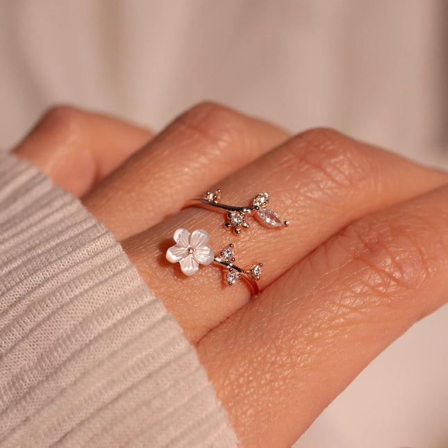 Floral Birthstone Ring | Adjustable Cubic Zirconia Design for Everyday Elegance 1