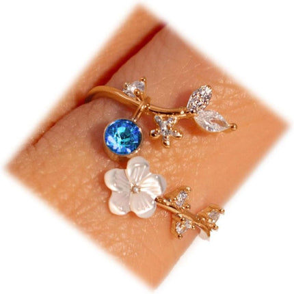Floral Birthstone Ring | Adjustable Cubic Zirconia Design for Everyday Elegance 4
