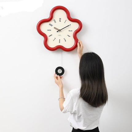 Floral Elegance | 3D Floral Pendulum Wall Clock with Silent Movement | Nature-Inspired Decor for Tranquil Spaces 2