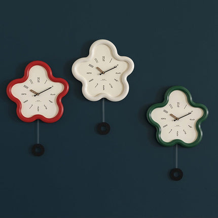 Floral Elegance | 3D Floral Pendulum Wall Clock with Silent Movement | Nature-Inspired Decor for Tranquil Spaces 3
