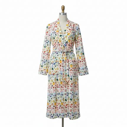 Floral Print Bathrobe | Soft Flannel Robe with Shawl Collar for Cozy Comfort 0
