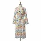 Floral Print Bathrobe | Soft Flannel Robe with Shawl Collar for Cozy Comfort 0