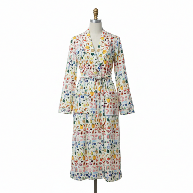 Floral Print Bathrobe | Soft Flannel Robe with Shawl Collar for Cozy Comfort 0