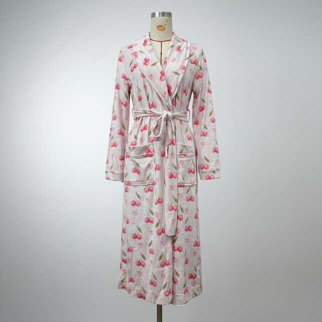 Floral Print Bathrobe | Soft Flannel Robe with Shawl Collar for Cozy Comfort 1