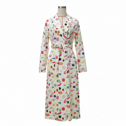 Floral Print Bathrobe | Soft Flannel Robe with Shawl Collar for Cozy Comfort 2