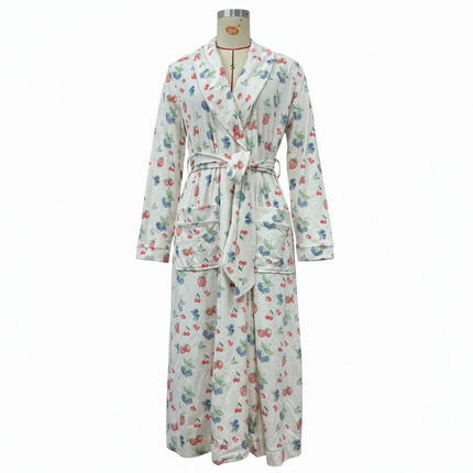 Floral Print Bathrobe | Soft Flannel Robe with Shawl Collar for Cozy Comfort 3