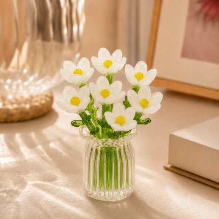Glass Flowers with Vase, Hand Blown Miniature Glass Flower Set – image 13