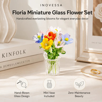 Glass Flowers with Vase