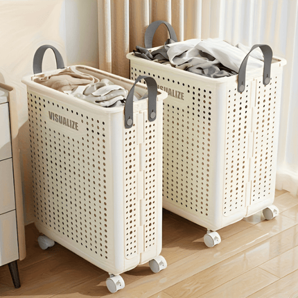 FoldEase | Collapsible Laundry Basket with Wheels & Space-Saving Design | Durable Storage Solution for Easy Transport 0