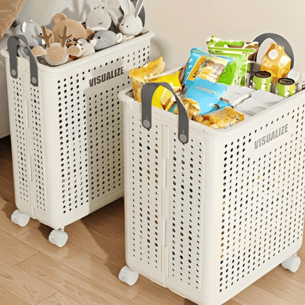 FoldEase | Collapsible Laundry Basket with Wheels & Space-Saving Design | Durable Storage Solution for Easy Transport 1