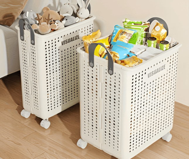 FoldEase | Collapsible Laundry Basket with Wheels & Space-Saving Design | Durable Storage Solution for Easy Transport 1