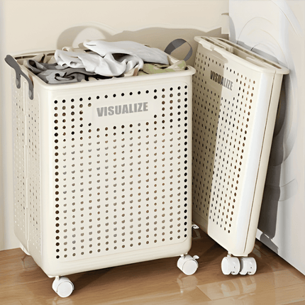 FoldEase | Collapsible Laundry Basket with Wheels & Space-Saving Design | Durable Storage Solution for Easy Transport 2