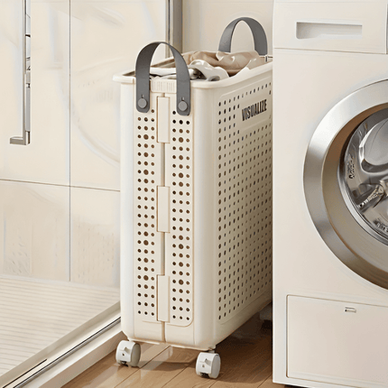 FoldEase | Collapsible Laundry Basket with Wheels & Space-Saving Design | Durable Storage Solution for Easy Transport 3