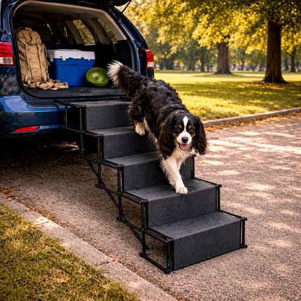 Foldable Dog Steps for Car with Non-Slip Surface | 5-Step Design for Easy Vehicle Access 3