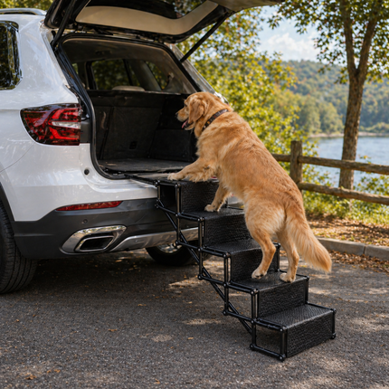 Foldable Dog Steps for Car with Non-Slip Surface | 5-Step Design for Easy Vehicle Access 4