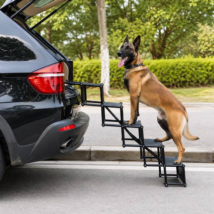 Foldable Dog Steps for Car with Non-Slip Surface | 5-Step Design for Easy Vehicle Access 5