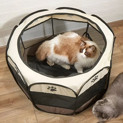 Foldable Mesh Cat Playpen | Portable Outdoor Cat Pen with 360° Visibility for Safe Play and Comfort 1
