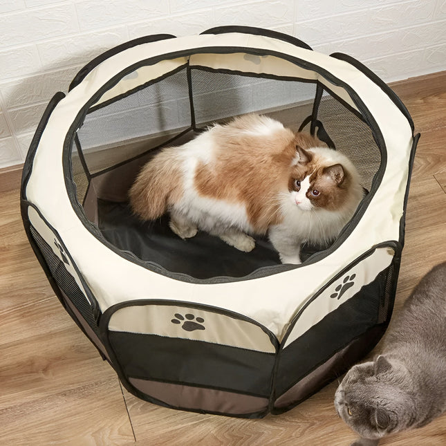Foldable Mesh Cat Playpen | Portable Outdoor Cat Pen with 360° Visibility for Safe Play and Comfort 1
