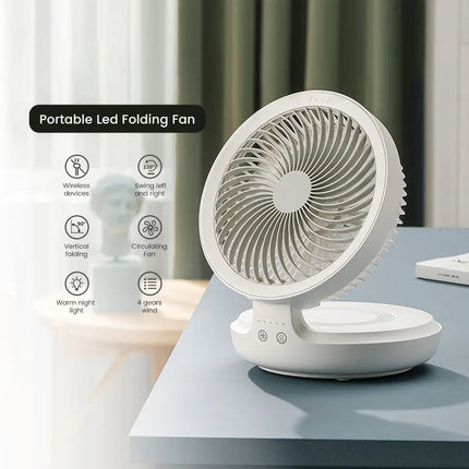 Folding Table Fan | Oscillating Design with Customizable Airflow | Compact Night Light for Personalized Comfort 1