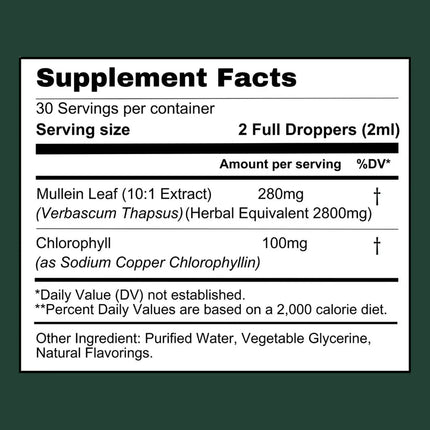Mullein and Chlorophyll Drops, Mullein Drops for Lung Detox and Lung Health