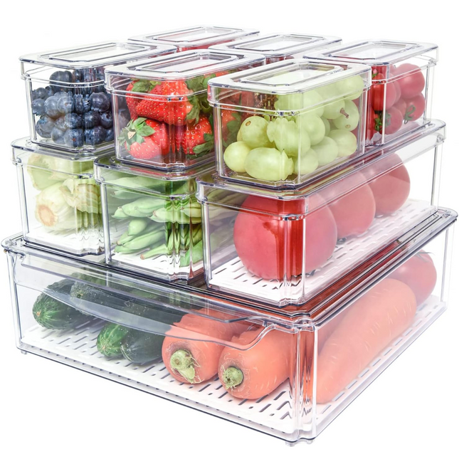 FridgeMaster | Stackable Fridge Organizer Containers with Secure Lids | BPA-Free Bins for Efficient Refrigerator Organization 0