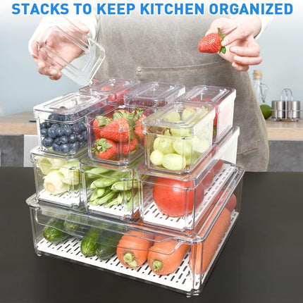 Fridge Organizer Set | Stackable BPA-Free Refrigerator Organizer Bins for Efficient Food Storage 6