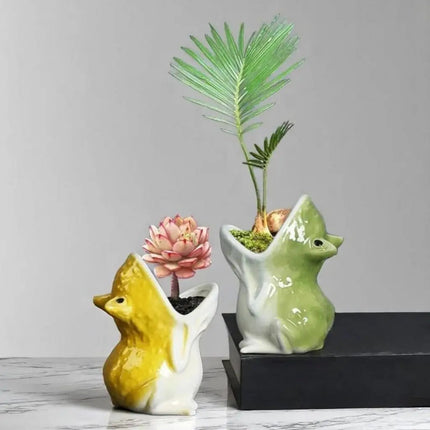 Frog Indoor Planter, Cute Indoor Plant Pot for Desk and Windowsill