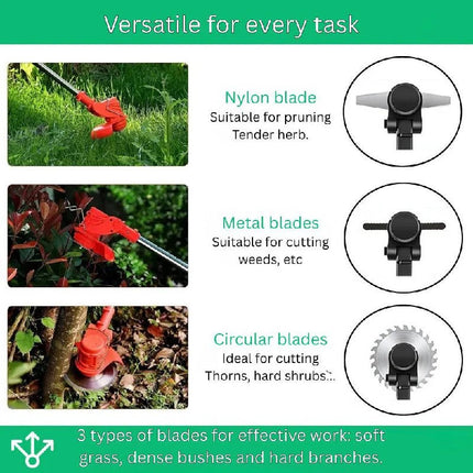 Garden Pro | 21V Cordless Brush Cutter with Adjustable Handle & 90° Rotatable Head for Effortless Trimming 2