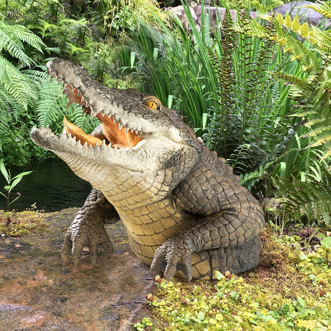 Garden Swamp Gator Statue | Realistic Outdoor Sculpture with Durable Resin | Unique Garden Ornament for Pool and Yard Decor 0