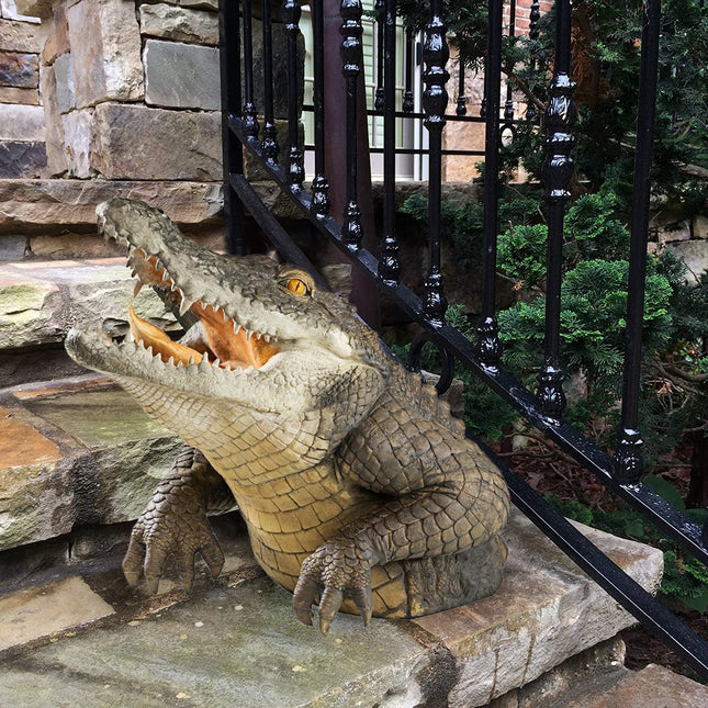 Garden Swamp Gator Statue | Realistic Outdoor Sculpture with Durable Resin | Unique Garden Ornament for Pool and Yard Decor 1
