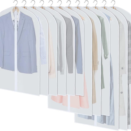 Garment Cover Set | 24-Pack PEVA Hanging Bags with Full-Length Zippers | Dust and Moisture Protection for All Clothing Types 0