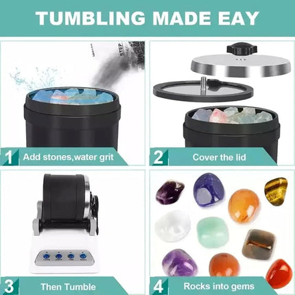 GemMaster | Rock Tumbler Kit with Quiet Operation & Leak-Proof Design | Ideal for Beginners & Educational Fun 5