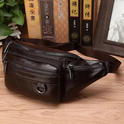 Genuine Cowhide Leather Waist Bag | Ample Storage & Versatile Design for Travel 1