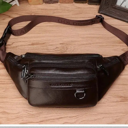 Genuine Cowhide Leather Waist Bag | Ample Storage & Versatile Design for Travel 2