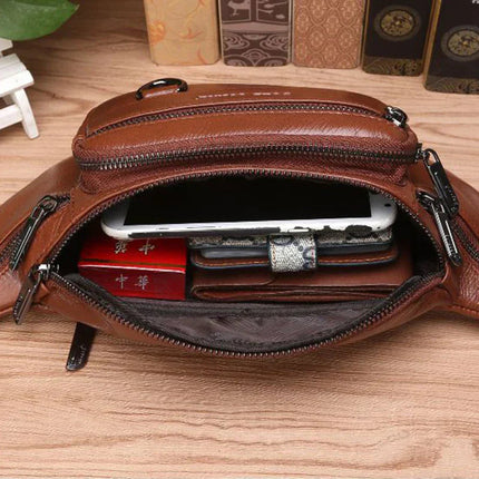 Genuine Cowhide Leather Waist Bag | Ample Storage & Versatile Design for Travel 5