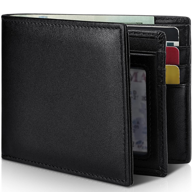 Genuine Leather Men's Wallet with RFID Protection | Slim Bifold Design for Secure Storage 0