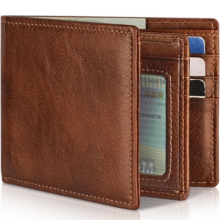 Genuine Leather Men's Wallet with RFID Protection | Slim Bifold Design for Secure Storage 5