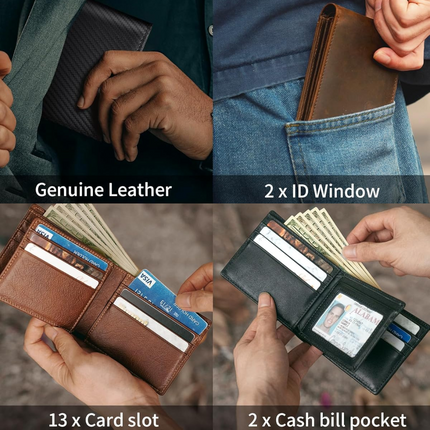 Genuine Leather Men's Wallet with RFID Protection | Slim Bifold Design for Secure Storage 7